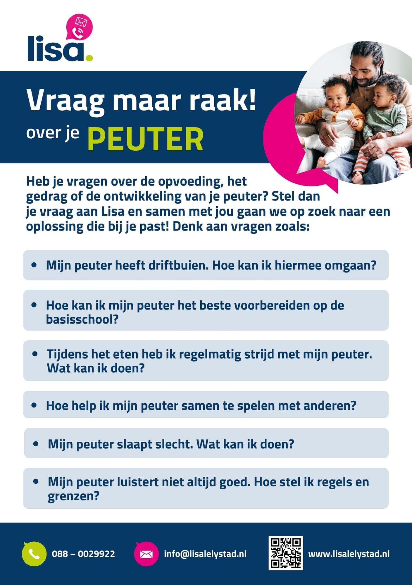 Voorkant van de flyer Vraag maar raak over je peuter