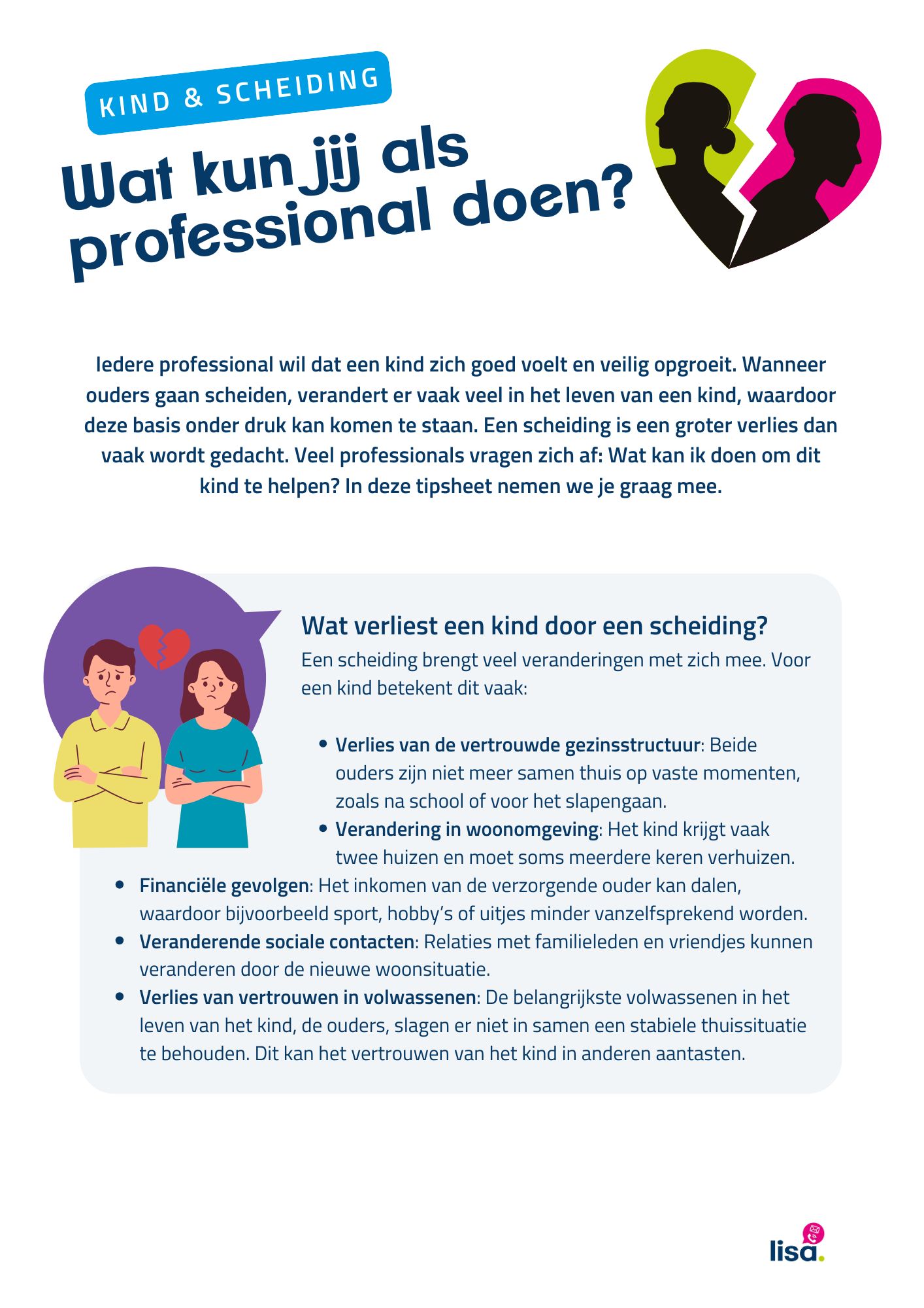 Cover van de tipsheet Kind en scheiding voor professionals
